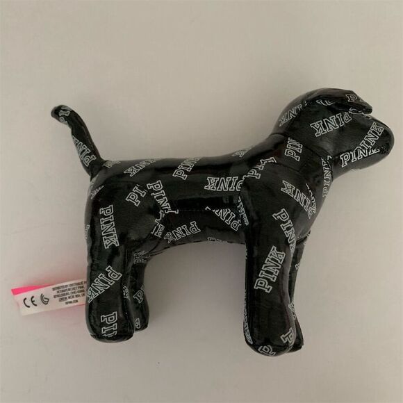 Victoria's Secret PINK Black & White Vinyl Dog Plush Limited Edition - Picture 2 of 7
